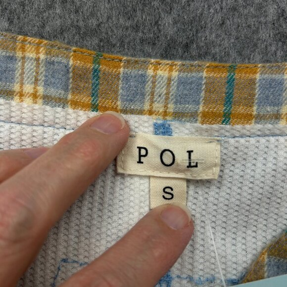 Pol Pullover Short Sleeve Tunic Top Women's Size Small Plaid Bottom NWT - Picture 3 of 9